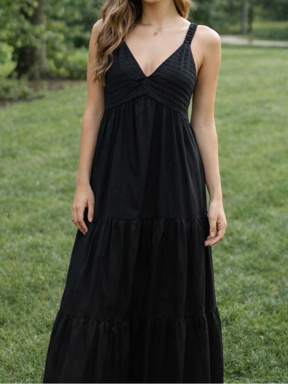 Steve Madden Black Tiered Maxi Dress with pockets Size Medium